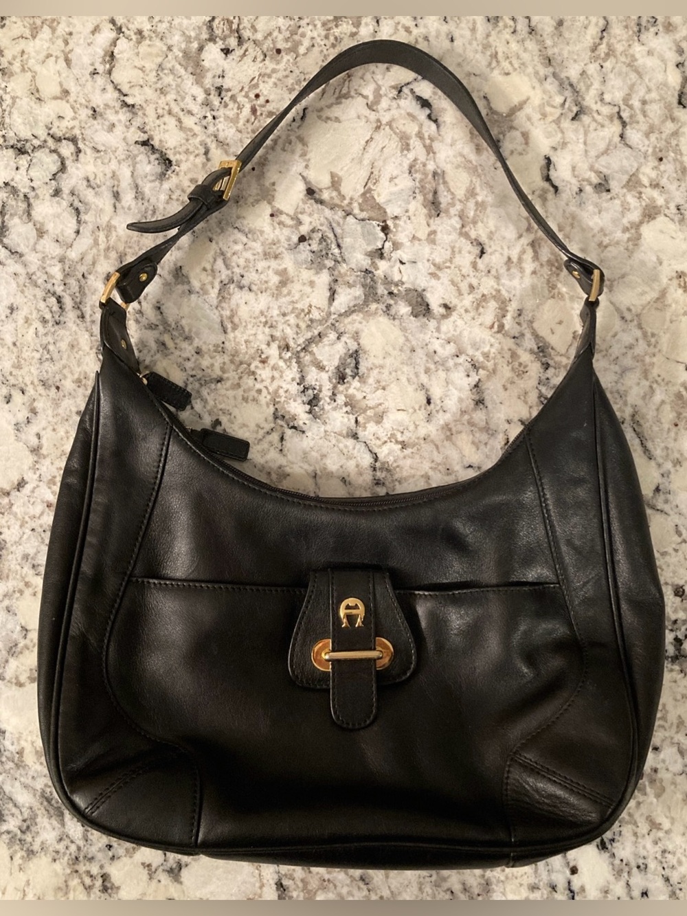 Vintage Etienne Aigner Black Leather Shoulder Bag